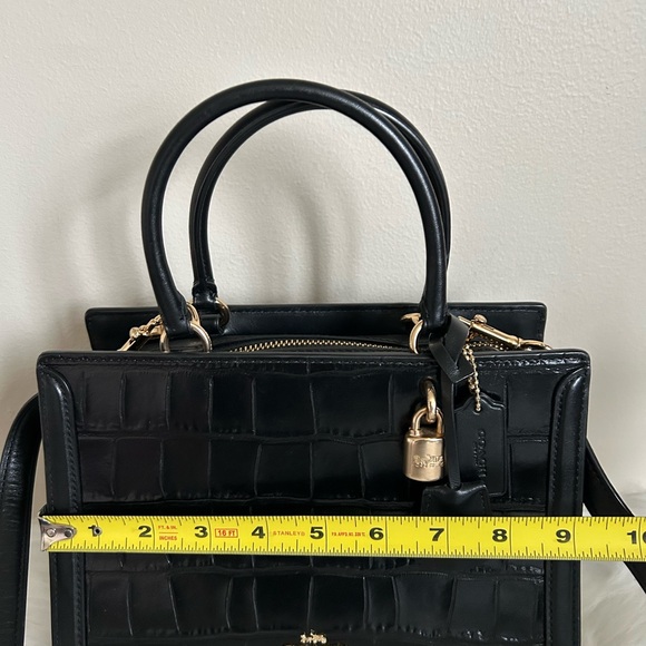Coach Small Zoe Carryall Black Croc-Embossed Satchel - Picture 6 of 7